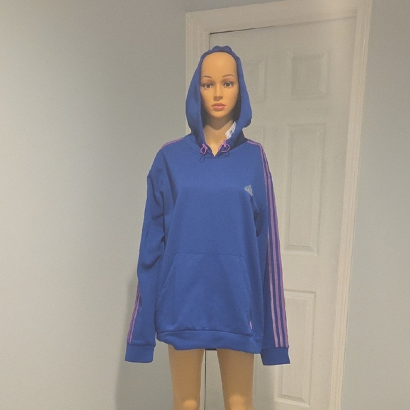 Adidas Blue Oversized Hooded Sweater - Picture 2 of 8